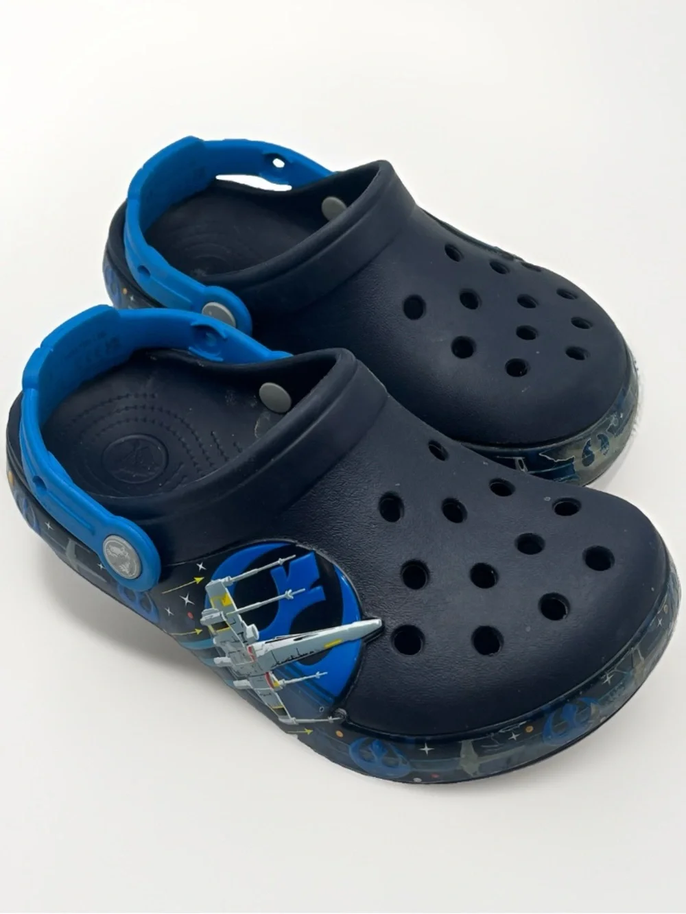 Star Wars Crocs Unisex Kids Blue Shoes Clogs Slingback Sandals Size J1